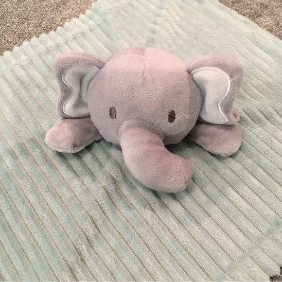 Luxe + Willow Gray Elephant Blue Security Blanket Lovey Unisex Sensory Toy - Picture 2 of 8